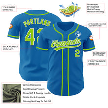 Load image into Gallery viewer, Custom Blue Neon Green-White Authentic Baseball Jersey