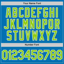 Load image into Gallery viewer, Custom Blue Neon Green-White Authentic Baseball Jersey