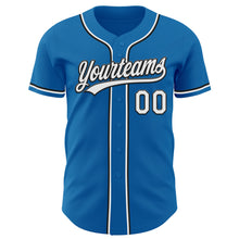 Load image into Gallery viewer, Custom Blue White-Black Authentic Baseball Jersey