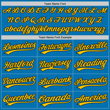 Load image into Gallery viewer, Custom Blue Black-Yellow Authentic Baseball Jersey