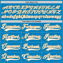 Load image into Gallery viewer, Custom Blue White-Old Gold Hockey Lace Neck Jersey