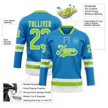 Load image into Gallery viewer, Custom Blue Neon Green-White Hockey Lace Neck Jersey