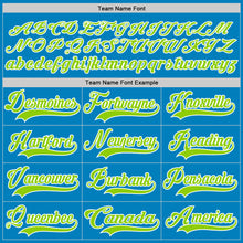 Load image into Gallery viewer, Custom Blue Neon Green-White Hockey Lace Neck Jersey