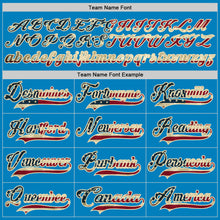 Load image into Gallery viewer, Custom Blue Vintage USA Flag Cream-Black Hockey Lace Neck Jersey