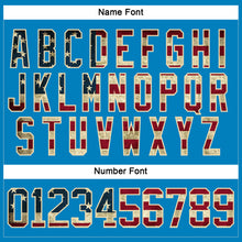 Load image into Gallery viewer, Custom Blue Vintage USA Flag Cream-Black Hockey Lace Neck Jersey