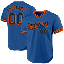 Load image into Gallery viewer, Custom Blue Black-Orange Authentic Throwback Baseball Jersey