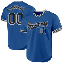 Load image into Gallery viewer, Custom Blue Black-Gray Authentic Throwback Baseball Jersey