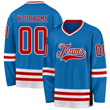 Load image into Gallery viewer, Custom Blue Red-White Hockey Jersey