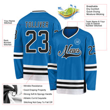 Load image into Gallery viewer, Custom Blue Black-White Hockey Jersey