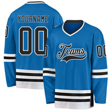 Load image into Gallery viewer, Custom Blue Black-White Hockey Jersey