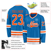 Load image into Gallery viewer, Custom Blue Orange-White Hockey Jersey