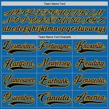 Load image into Gallery viewer, Custom Blue Black-Gold Hockey Jersey