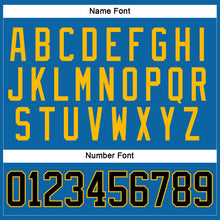 Load image into Gallery viewer, Custom Blue Black-Gold Hockey Jersey