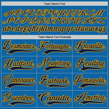 Load image into Gallery viewer, Custom Blue Navy-Gold Hockey Jersey