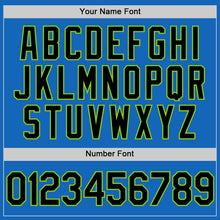 Load image into Gallery viewer, Custom Blue Black-Neon Green Authentic Throwback Basketball Jersey