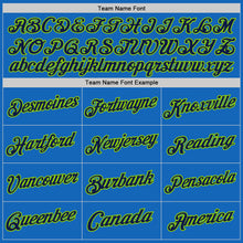 Load image into Gallery viewer, Custom Blue Navy-Neon Green Authentic Throwback Basketball Jersey