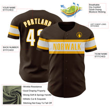 Load image into Gallery viewer, Custom Brown White-Gold Authentic Baseball Jersey