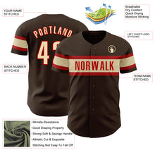 Load image into Gallery viewer, Custom Brown Cream-Red Authentic Baseball Jersey