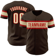 Load image into Gallery viewer, Custom Brown Cream-Red Authentic Baseball Jersey