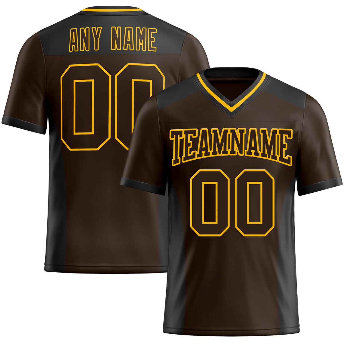 Custom Brown White-Gold Classic Style Authentic American Football Jersey main image 1