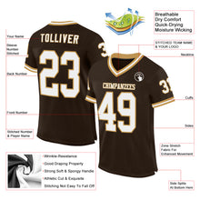 Load image into Gallery viewer, Custom Brown White-Old Gold Mesh Authentic Throwback Football Jersey