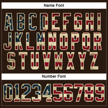 Load image into Gallery viewer, Custom Brown Vintage USA Flag Cream-Red Hockey Lace Neck Jersey