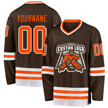 Load image into Gallery viewer, Custom Brown Orange-White Hockey Jersey