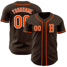 Load image into Gallery viewer, Custom Brown Orange-White Authentic Baseball Jersey