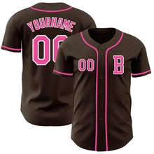 Load image into Gallery viewer, Custom Brown Pink-White Authentic Baseball Jersey
