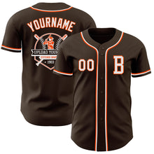 Load image into Gallery viewer, Custom Brown White-Orange Authentic Baseball Jersey