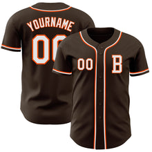Load image into Gallery viewer, Custom Brown White-Orange Authentic Baseball Jersey