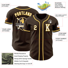 Load image into Gallery viewer, Custom Brown White-Gold Authentic Baseball Jersey