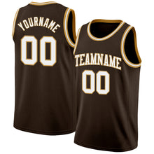 Load image into Gallery viewer, Custom Brown White-Old Gold Authentic Basketball Jersey