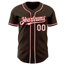 Load image into Gallery viewer, Custom Brown White-Red Authentic Baseball Jersey