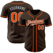 Load image into Gallery viewer, Custom Brown Orange-Gray Authentic Baseball Jersey