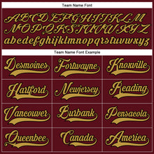 Load image into Gallery viewer, Custom Burgundy Old Gold-Black Hockey Lace Neck Jersey