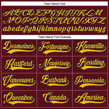 Load image into Gallery viewer, Custom Burgundy Gold-Navy Hockey Lace Neck Jersey