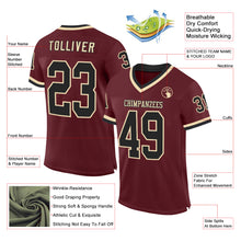 Load image into Gallery viewer, Custom Burgundy Black-Cream Mesh Authentic Throwback Football Jersey