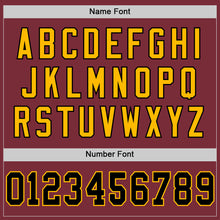 Load image into Gallery viewer, Custom Burgundy Black-Gold Mesh Authentic Throwback Football Jersey