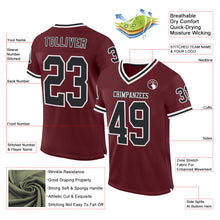 Load image into Gallery viewer, Custom Burgundy Black-White Mesh Authentic Throwback Football Jersey