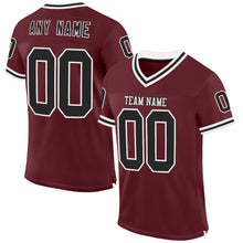 Load image into Gallery viewer, Custom Burgundy Black-White Mesh Authentic Throwback Football Jersey