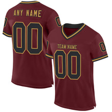 Load image into Gallery viewer, Custom Burgundy Black-Old Gold Mesh Authentic Throwback Football Jersey