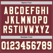 Load image into Gallery viewer, Custom Burgundy White-Old Gold Mesh Authentic Throwback Football Jersey