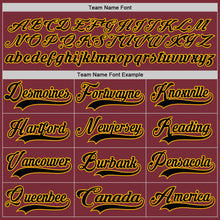 Load image into Gallery viewer, Custom Burgundy Black-Gold Hockey Lace Neck Jersey