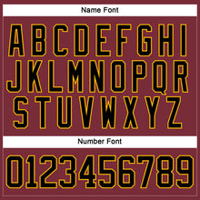 Load image into Gallery viewer, Custom Burgundy Black-Gold Hockey Lace Neck Jersey