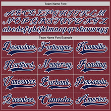 Load image into Gallery viewer, Custom Burgundy Navy-White Hockey Lace Neck Jersey