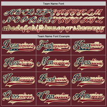 Load image into Gallery viewer, Custom Burgundy Vintage USA Flag Cream-Black Hockey Jersey