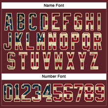 Load image into Gallery viewer, Custom Burgundy Vintage USA Flag Cream-Black Hockey Jersey