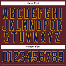 Load image into Gallery viewer, Custom Burgundy Navy-Gold Hockey Jersey