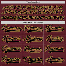 Load image into Gallery viewer, Custom Burgundy Black-Old Gold Hockey Jersey